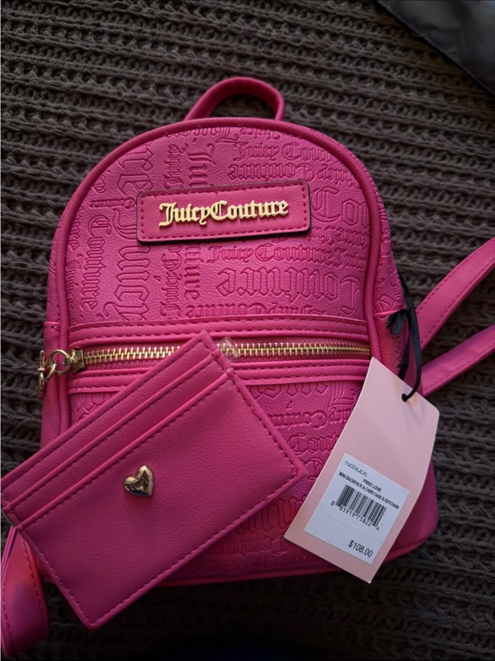 Juicy Couture Hot Pink Mini Backpack with Cardholder
